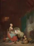 Ferdinand Braekeleer Starszy, PRZY KOŁYSCE, 1842, olej, deska