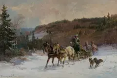 Fritz van der Venne, ZIMOWA JAZDA, olej, płótno