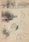 Roman Kochanowski, KARTA ZE SZKICOWNIKA, ołówek, papier