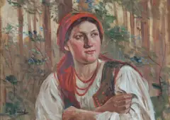 KRAKOWIANKA by Wincenty Wodzinowski, olej, tektura, offered May 2024