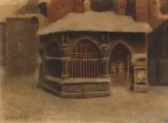 Stanisław Fabijański, OGRÓJEC PRZY KOŚCIELE ŚW. BARBARY W KRAKOWIE, akwarela, tektura