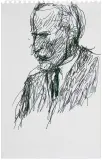 Józef Czapski, PORTRET PROFESORA JACKA WOŹNIAKOWSKIEGO, cienkopis, papier