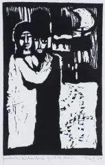 KOCHANKOWIE 1, Z CYKLU „JUDAICA” by Jerzy Duda-Gracz, 1964, linoryt, papier, sold May 2024
