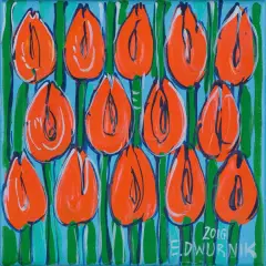 Edward Dwurnik, POMARAŃCZOWE TULIPANY, 2017, akryl, płótno
