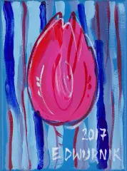 Edward Dwurnik, CZERWONY TULIPAN, 2017, akryl, płótno