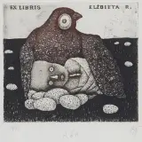 Stasys Eidrigevičius, EKSLIBRIS ELŻBIETY R.[OSZKOWSKIEJ], 1976, akwaforta, akwatinta, papier