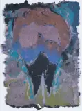 ZIARNA BŁĘKITU by Ewa Latkowska-Żychska, 2019, technika wł., papier ręcznie czerpany i barwiony, offered May 2024