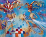 Eugeniusz Ochonko, SUEÑOS DEL AMOR, 2019, akryl, olej, szlagmetal, płótno