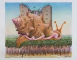 Jacek Yerka, HELIKULTURA MOBILNA, 2023, kredki, ołówek, karton