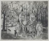 Piotr Zajęcki, PARADA CYRKOWCÓW II, 1987, akwaforta, sucha igła, papier