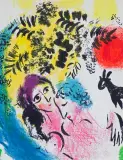 Marc Chagall, KOCHANKOWIE Z CZERWONYM SŁOŃCEM