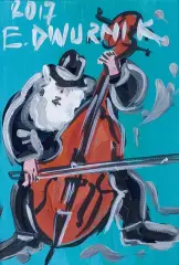 Edward Dwurnik, KONTRABASISTA, 2017, akryl, płótno