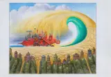 Jacek Yerka, ŻNIWA NA OAHU, 2024, kredki barwne, ołówek, karton