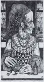 Piotr Zajęcki, PORTRET ARLEKINA, 1985, akwaforta, sucha igła, papier