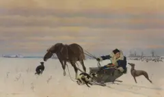 Stanisław Witkiewicz, POLOWANIE Z CHARTAMI, 1875, olej, płótno