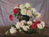 PEONIE W WAZONIE by Czesław (I. Zygmuntowicz) Wasilewski, olej, płótno, sold Mar 2024