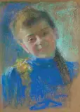 Leon Wyczółkowski, PORTRET WANDY KOSSUTHÓWNY, 1892, pastel, tektura