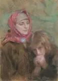 Teodor Axentowicz, JESIEŃ, pastel, tektura