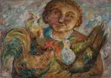 Tadeusz Makowski, KOBIETA Z PTAKAMI, 1920, olej, deska