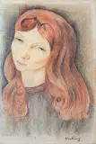 Moïse Kisling, PORTRET RUDOWŁOSEJ, kredki, ołówek, papier