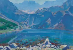 Alfred Terlecki, CZARNY STAW GĄSIENICOWY, 1952, olej, tektura