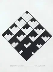 DIAGONALNA GRA by Ryszard Winiarski, 1999, akryl, ołówek, płótno, sold Mar 2024