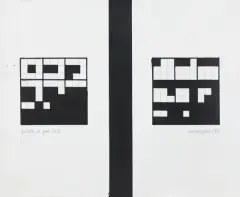 SPIRALA W GRZE 3 x 3 by Ryszard Winiarski, 1999, akryl, ołówek, płótno, sold Mar 2024