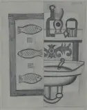 Marek Włodarski, RYBY I PRZEDMIOTY, 1927, ołówek, papier żeberkowy szary