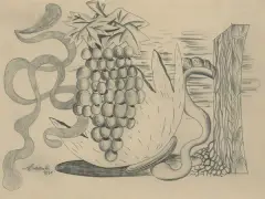 Marek Włodarski, MARTWA NATURA Z WINOGRONAMI, 1930, ołówek, papier