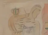 Marek Włodarski, TRZY POSTACIE, ok. 1929, akwarela, ołówek, papier żeberkowy