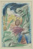 Marek Włodarski, PARA Z BUKIETEM Z PIÓR, 1931, ołówek, kredka, papier