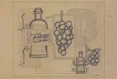 WINOGRONA I PRZEDMIOTY by Marek Włodarski, 1929, ołówek, papier żeberkowy z filigranem, offered Mar 2024