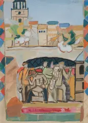 Marek Włodarski, GLORYFIKACJA TRASY W-Z, ok. 1949, gwasz, ołówek, papier