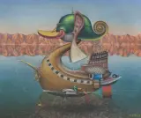 Jacek Yerka, BODYDUCK, 2023, pastel, papier naklejony na tekturę