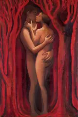 Katarzyna Karpowicz, RED HOT KISS, 2020, olej, płótno