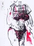 Paweł Althamer, Kobieta, ok. 2015, tusze barwne, pędzel, stempel, papier z perforacją