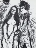 Marc Chagall, ZAKOCHANY KLAUN, 1963, litografia, papier
