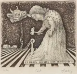 Stasys Eidrigevičius, EX LIBRIS GENUTĖS EIDRIGEVIČIŪTĖS, 1976, akwaforta, akwatinta, papier