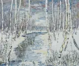 Leszek Nowosielski, LEŚNY STRUMIEŃ, 1986, olej, płótno