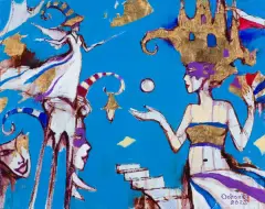 Eugeniusz Ochonko, MAGIA DEL CARNAVAL, 2023, akryl, olej, szlagmetal, płótno