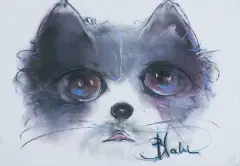 Bożena Wahl, KOT, pastel, papier