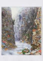 Jacek Yerka, ATRAMENTOWY KANION, 2023, kredki, papier