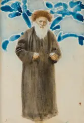 Stanisław Dębicki, ŻYD W LISIURCE, akwarela, gwasz, ołówek, guma arabska, tektura