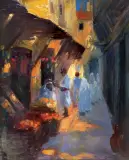 Adolf Behrman, SCENA ORIENTALNA, olej, sklejka