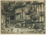 Józef Pankiewicz, PODWÓRZE W ST. VALERY-EN-CAUX Z KURAMI, 1907, akwaforta, papier