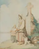 Xix W. Malarz Rosyjski, BRETONKI, 1860, gwasz, akwarela, ołówek, papier