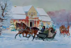 Jerzy Kossak, PRZED DWOREM, 1936, olej, sklejka
