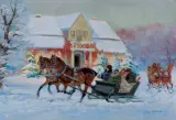 PRZED DWOREM by Jerzy Kossak, 1936, olej, sklejka, sold Dec 2023