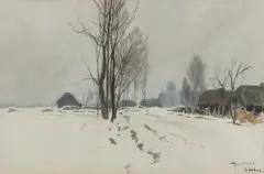 Tadeusz Nartowski, PEJZAŻ Z IZDEBNEJ, akwarela, ołówek, papier