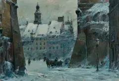 Władysław Chmieliński, Zima w Warszawie, olej, płótno